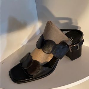Balmas Italian leather black sandals size 37